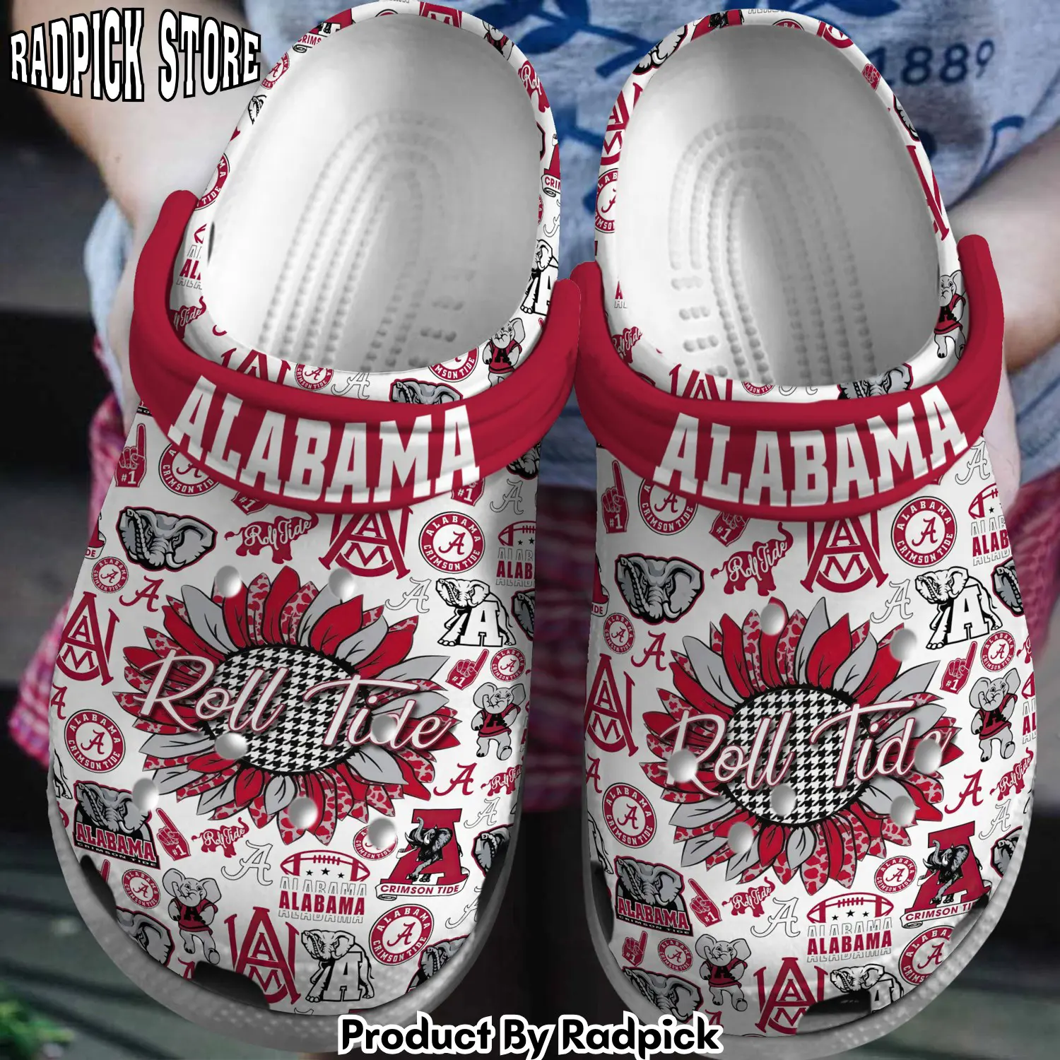 Radpick alabama crimson tide ncaa sport crocss crocband clogs shoes comfortable for men women and kids footwearelite exclusive 2ee rp6528304